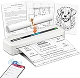 PokeLabel Mobiler Drucker A4 für Unterwegs, Thermodrucker A4 Bluetooth Tragbarer Drucker für A4/110mm/80mm/53mm/US-Letter Thermopapier, Handy,Laptop Kompakt Portable Printer, Ohne Tinte Patronen