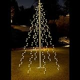 Unbekannt Lichterkette 400 LEDs Warmweiß 8m für Fahnenmast Baum Außenbeleuchtung Kegel Weihnachten