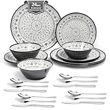 La Joventino 24PCS Melamin Geschirrset Campinggeschirr, Teller Set & Tafelservice - für unterwegs & Outdoor