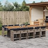 qohoio 11-TLG. Garten-Essgruppe mit Kissen GartenmöBel Set Gartenset Tisch Und StüHle Essgruppe Outdoor Grau Poly Rattan - 3277885