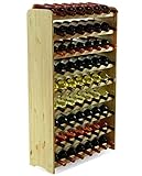 MODO24 Flaschenregal, Weinschrank, Weinständer, Getränkeregal, Weinflaschenhalter, Flaschen Organizer, Weinschrank, Weinregal Holz für 63 Flaschen, Abmessungen 118,4x72,2x26,5 cm, Farben: Naturholz