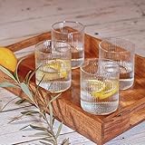 Happy Home Geriffelte Gläser | Trinkgläser Set 4 Stück | Wassergläser 280 ml | Ripple Glas | Gläser Set spülmaschinenfest