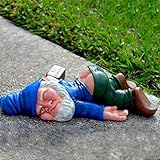 JOKBEN Kreativer Betrunkener Gartenzwerge Für Auben, Gnomen-Gartenstatue, Harz-Gartenzwerg-Handwerk, Gartendekoration, lustige Harz-Gartendeko Für Draußen (Blau)