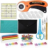 Namner Rollschneider Set, 93 Stücke Rollschneider Tool Kit, inkl 5 Ersatzklingen, Schneidematte, Schere, Stoffklammern, Patchwork-Lineal mehr als Nähzubehör