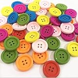 AMORNPHAN Holzknöpfe, 25 mm, 50 Stück, verschiedene Farben, 4 Löcher, gemischte Farben, zum Nähen, Basteln, für Bastelarbeiten, handgefertigte Ornamente, Scrapbooking, langlebige Bastelarbeiten (2,5