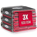 Filzada® 3X Mikrofasertuch Auto mit FEINSTFASER - Microfasertuch Autopflege, Poliertuch mit 600 GSM