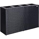 STILISTA Blumentopf aus Polyrattan-geflecht 95 x 60 x 26 cm mit 4 herausnehmbaren Innentöpfen, 4 Farben, Farbauswahl: Schwarz
