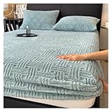 YANSHUYU Flanell BettwäSche Winterliches Geprägtes Plüsch-Spannbettlaken Weich Und Warm Aus Korallensamt Matratzengröße Bettlaken-Set Fleece BettwäSche(Light Blue,1.2x2.0m only Sheets)