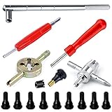 QISF Reifenventil Kern Werkzeug Set | 5 Stück Ventilwerkzeuge | Reifenventilentferner | 10 Stück Gummi Ventile TR 412 Reifenventile | Ventilwerkzeuge für Auto Fahrrad Motorrad Reifen Reparatur