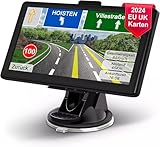 2024 7 Zoll GPS Navi Navigation für Auto LKW PKW Navigationsgerät Europa UK 52 Karten Lebenslang Kostenloses Kartenupdate Navi mit POI Blitzerwarnung Sprachführung Fahrspurassistent