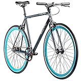 Galano Blade Fixie Bike für Damen und Herren 165-195 cm Singlespeed Fahrrad Retro 28 Zoll viele Größen Urban Bikes mit Flipflop Nabe Rennrad City (Graphit/seegrün, 56 cm)