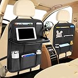 HEEYA Auto Rückenlehnenschutz, Autositz Organizer Rücksitz Organizer mit Tablet/Telefon Aufbewahrung, Wasserdicht Multifunktionale Auto Aufbewahrungstasche für Auto Ordentlich - Schwarz (1 Stück)