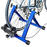 Relaxdays Unisex – Erwachsene Rollentrainer inklusive Schaltung 6 Gänge für 26-28 Zoll bis 120 kg Belastbar Heimtrainer, Blau, Standard