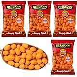 4 Stück × 170 g Erdnüsse im Teigmantel, geröstet & gesalzen, mit Haut – Knuspriger Snack für Filmabend & Freunde, Zwischendurch, Party & Büro, Familienfeiern (4 Stück × 170 g, Gewürzte Erdnüsse)