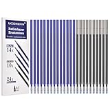 LVZONXIN 24 Radierbarer Ersatzminen, Kompatibel Mit Legami Gelstiften, [ 14 Blau+ 10 Schwarz ], Höhe 13cm, Spitze 0.7mm, Nachfüllminen mit Radierbarer Tintenrolle