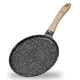 JEETEE Crepe Pfanne 28cm, Granit-Antihaftbeschichtung Pancake Pfanne, Bakelitegriff, Kompatibel Mit Allen Herden und Induktionskochern, PFOA Frei, Grau