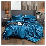 DFGHNBVC Satin-Rayon-Bettwäscheset, Einfarbig, Bettbezug-Set Für Einzel-, Doppel- Und Kingsize-Betten, Bettbezug-Set, Ganzjahres-Bettdecke, Dking