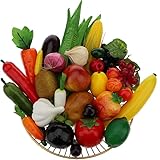 Woration 30Stück Plastik Künstlich Obst Gefälschte Gemüse Simulation Schaumstoff Mini Früchte Satz Lebensecht Lebensmittel Modell Tisch Dekoration Haus Fotoshooting Festspiele