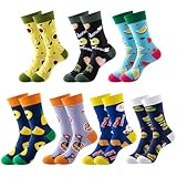 VEGCOO 7 Paar, Lustige Socken, Socken Bunt, Bunte Herren 43-46, Passt Für Die Meisten Männergrößen