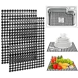 POFIBO 2er-Set Spülbeckenmatte, Schutzmatte für Spülbecken, 30x40cm Spülbeckeneinlage PVC Zuschneidbare Abtropfmatte Verstellbare Spülmatte für Spülbecken, Einlagen für Spülbecken Küche/Bad, Schwarz