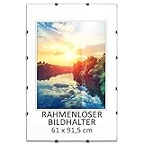 MG Design Rahmenloser Bilderrahmen, Cliprahmen 61 x 91,5 cm - mit Clips, Acrylglas, HDF-Platte - zum vertikalen oder horizontalen Aufhängen/Aufstellen, Bildhalter für Fotos, Poster, Puzzle