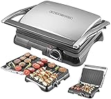 Kontaktgrill | 2.000 Watt | Elektrischer Tischgrill | Elektrischer Grill | Paninigrill | Sandwichtoaster | Sandwichmaker | Cool-Touch-Technologie | Fettauffangschale