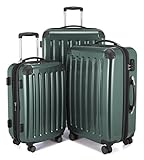 HAUPTSTADTKOFFER - Alex - 3er Koffer-Set Trolley-Set Rollkoffer Reisekoffer Erweiterbar, 4 Rollen, (S, M & L), Waldgrün