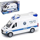 CELMAN Polizei Auto Spielzeug - 1:14 Polizeiauto mit Sound und Licht, Friktionsmotor, inkl. Batterien, Groß Spielzeugauto für Kinder ab 3 4 5 6 7 8 Jahren