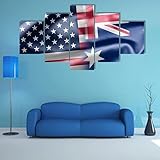 5 Teile USA und Australien Flagge Malerei Tuch Plakat Wanddekoration, Wandkunst Druckset (Rahmenlos)