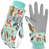 WESTGIRL Kinder Winterhandschuhe Winddicht Warme Skihandschuhe Thermofleece Wasserabweisend Schnee Cartoon kinderhandschuhe Outdoor Snowboarding Radfahren Handschuhe für 3-12 Jungen Mädchen