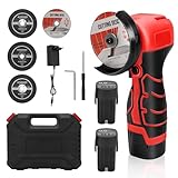 Akku Winkelschleifer, 16.8V Mini Winkelschleifer mit 2 x Batterien 2000mah, 76MM, 28000rpm, Mini Akku Flex mit 3 Trennscheiben, zum Schneiden, Polieren und Schärfen