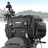Rhinowalk Motorradtasche, Motorrad Hecktasche, wasserdichte Allwetter-/Kofferraum-/Gepäckträgertasche mit Sissy-Bar-Gurt, Schwarz
