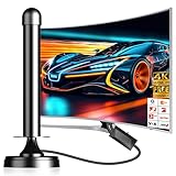 DVBT2 Antenne, DVB-T/DVB-T2-Antenne, Stärkere Stabantenne für digitales Fernsehen/Digital TV/DAB Radio/DVB-T2 Tuner Stick, Maximale Signalqualität - Mit Magnetfuß 3m Kabel