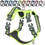 VIVAGLORY Easewalk Hundegeschirr, Anti Zug Hundegeschirr für Training & Spazieren, Anti Zieh Geschirr Welpengeschirr Mit Griff, Ausbruchsicher & Non-Stop für Welpe Hunde, S, Leuchtendgelb - Patterned