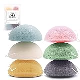 Natürlich Konjac Schwamm 6er Set Gesichtsschwämme Gesichtsschwamm Gesichtsreiniger Gesichtspeeling Gesichtsreinigung Aktivkohle Kurkuma Aloe Vera für alle Hauttypen