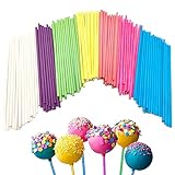 aghoer Cake Pop Stiel, 210 Stück Cake Pop Stäbchen,7 Farben Lollipop Sticks aus Papier, für Backen DIY, Bonbons, Tortendekoration, Papierstäbchen