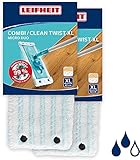 Leifheit 2er Set Wischbezug Clean Twist XL micro duo, für alle Bodenarten, Bodenwischer Ersatzbezug für ideale Schmutzaufnahme dank 2-Faser-System, Mikrofaser Putzlappen ideal für Fliesen und Laminat