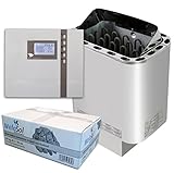 Well Solutions Saunaset | Saunaofen Edelstahl Next 9 kW | Externe Sauna Steuerung Premium D2 mit Zeitvorwahl | Sauna Technik Set aus dem Hause Well Solutions