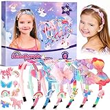 Pourbibi Einhorn Geschenke für Mädchen - Haarreifen Mädchen Bastelset Kinder 4 Jahre, Haarschmuck Basteln Mädchen 6 8 Jahre, Geschenk Mädchen 4 5 6 7 8 Jahre | Geburtstagsgeschenk für Mädchen 5-12