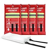 Feuerlöschdecke, Löschdecke, Fiberglas 4 Stück Feuerfeste Decke für Haussicherheit,100 * 100cm Glasfaser-Feuerdecke Küche