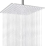 Regenduschkopf, VIGIME 12 Zoll großer rechteckiger Regenduschkopf aus Edelstahl, luxuriöses Duscherlebnis, Badezimmerersatz, Decken- oder Wandmontage, Chrom-Finish