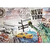 Runa Art Fototapete Holzoptik New York USA Modern Vlies Wohnzimmer Schlafzimmer - Made in Germany - Bunt 9369010a