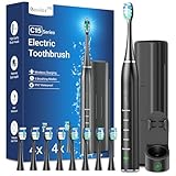 Elektrische Zahnbürste Schallzahnbürste für Erwachsene - Whitening Ultraschall Zahnbürste Elektrisch mit Reiseetui und Ladestation, Electric Toothbrush Mit 8 Bürstenköpfe, 5 Putzmodi, 40000VPM