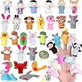 vamei 38 Stück Fingerpuppen Party Mitgebsel Finger Plüschtier Tier Menschen Familienmitglieder Finger Puppet Set für Geschichte Zeit Kindergeburstag Gastgeschenk Ostereier Mitgebsel