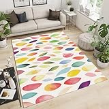 Luxuriöser Teppich mit Aquarell-Blättern, groß, klassische Pflanzenblätter, Läufer für Wohnzimmer, Flur, Küche, rutschfest, waschbar, Teppich mit dichtem Flor, 240 x 300 cm