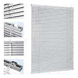 Sekey Klemmfix-Jalousie für Fenster freihängend, 25mm Alu-Lamellen, mit Bohren, inklusive Montagematerial Aluminium-Jalousie ohne Bohren, 80x220cm,Silber
