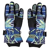 FOYTOKI wasserdichte Skihandschuhe Für Jungen Und ädchen Vollfingerhandschuhe Schwarz Ideal Für Skifahren Snowboarden Und Wintersportarten Warm Und rutschfest Perfekte