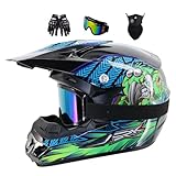 Motocross Fullface MTB Helm Kinder, Mit Handschuhe Maske Brille, Downhill Motorradhelm Kinder, Helm Set Herren ATV Motorradhelm MX Enduro, MTB Helm, Motorradhelm Motorrad Downhill Helm (Color : B, S
