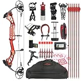 Compound Bow Kit 40-75lbs Erwachsene Aluminium Legierung CNC Bogenschießen Schuss Rechte Hand Jagd - Bereit für Erwachsene Bogenschießen Paket, enthält Sicht, Pfeile & Zubehör