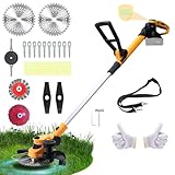 Akku Rasentrimmer für Makita Akkus 18 V (MAX 21 V),2-in-1-Rasenkantenschneider mit Unkrautbürste,bürstenlosem Motor,5 Klingentypen, 90° drehbarer Kopf, 23 cm Schnittkreis (ohne Akku & Ladegerät)